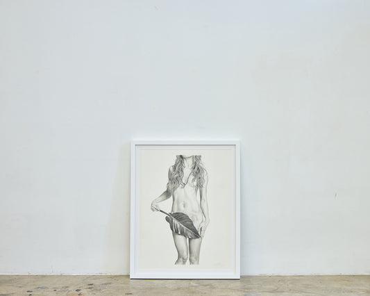 Graphite drawing artwork of a female figure by Daniel McMahon