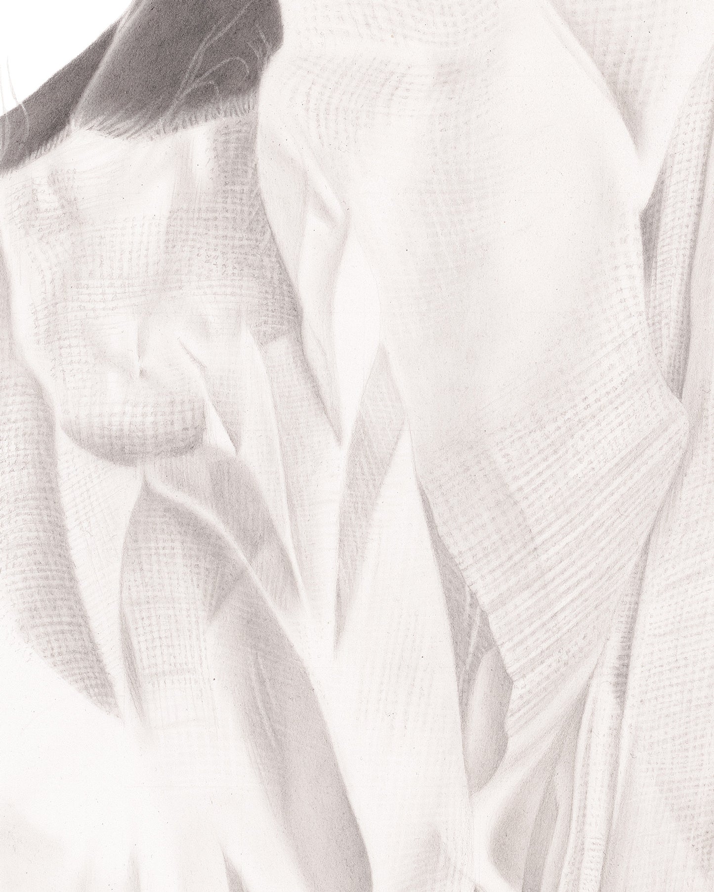 Graphite drawing artwork of a female figure by Daniel McMahon