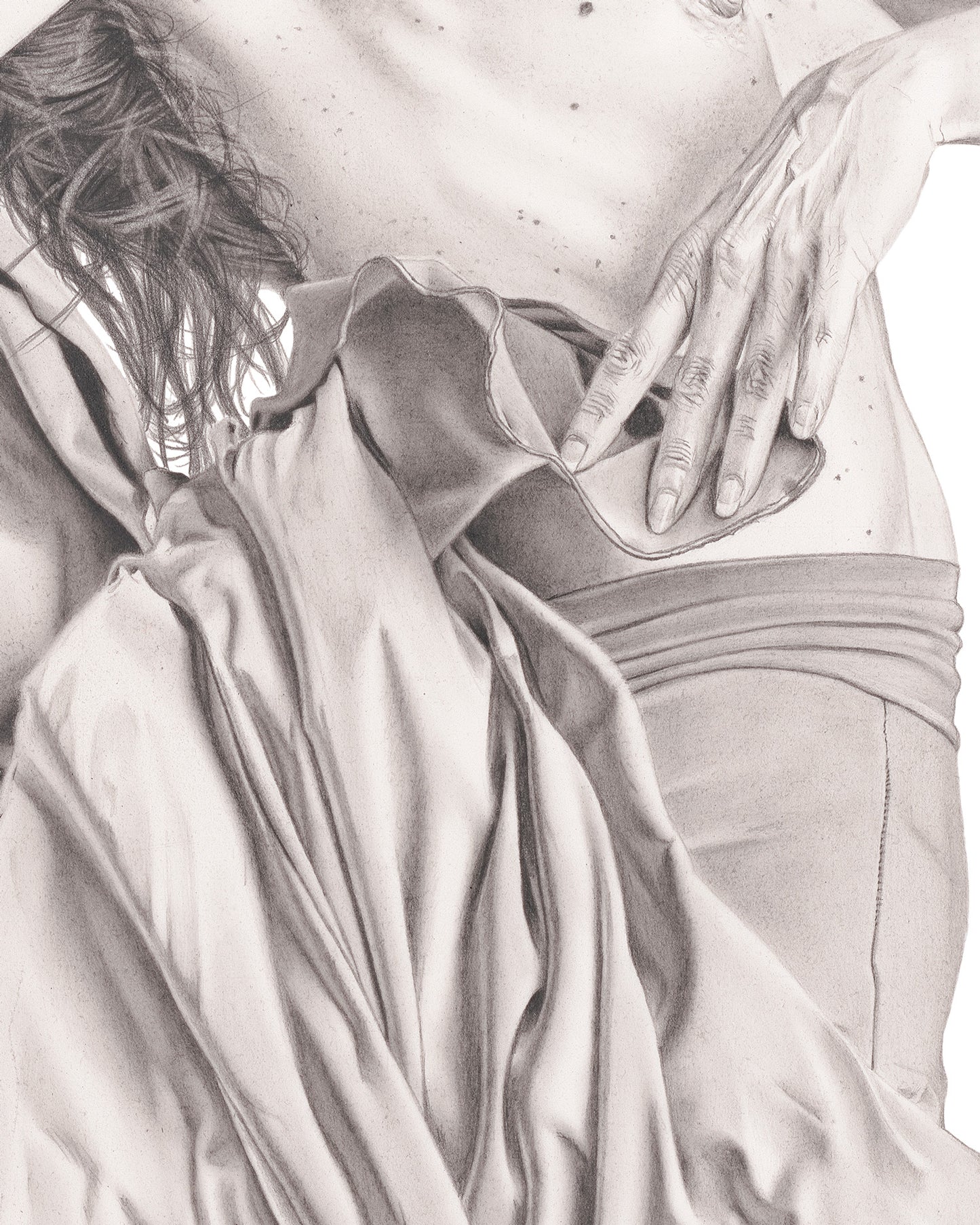 Graphite drawing artwork of a female figure by Daniel McMahon