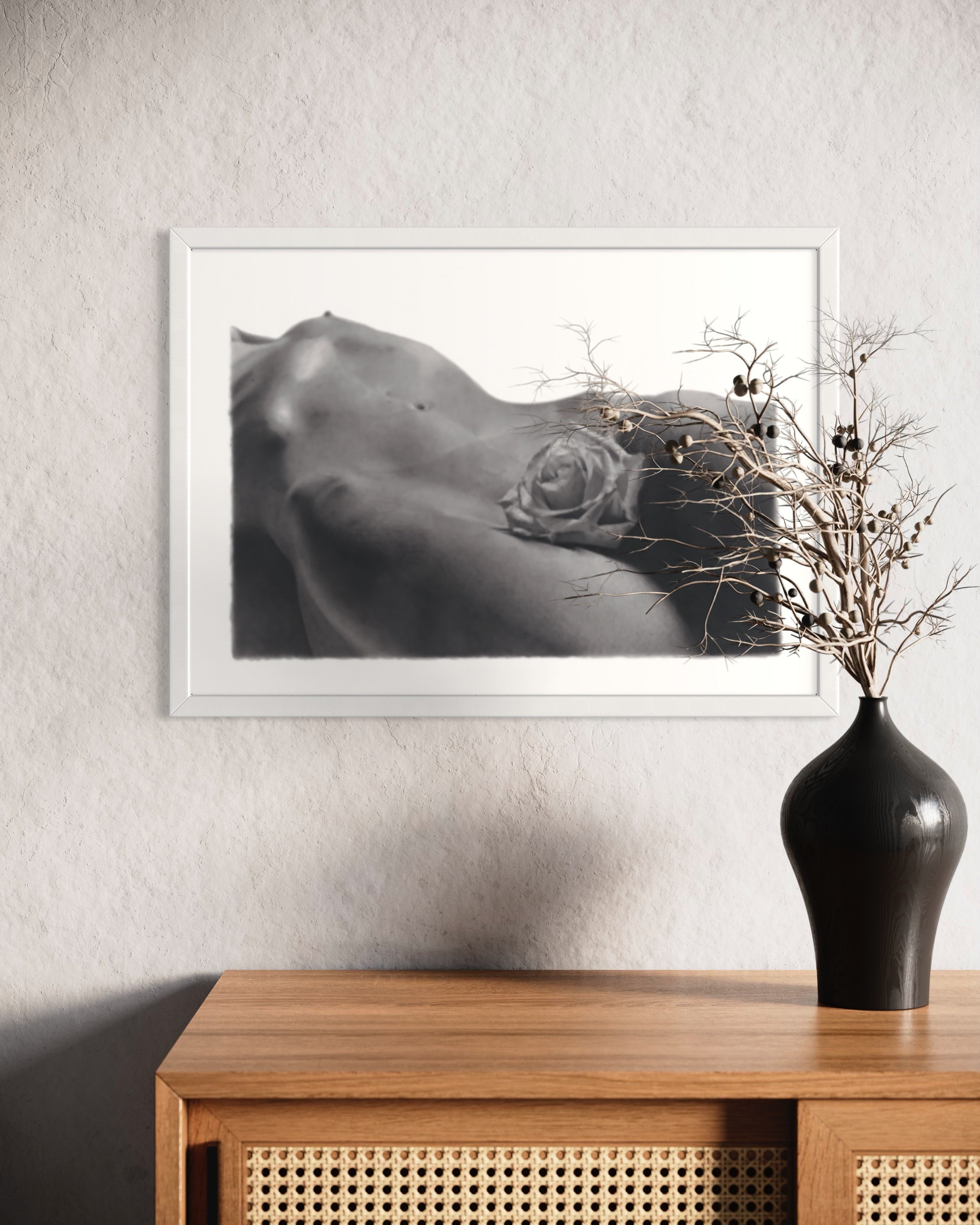 Graphite drawing artwork of a female figure by Daniel McMahon