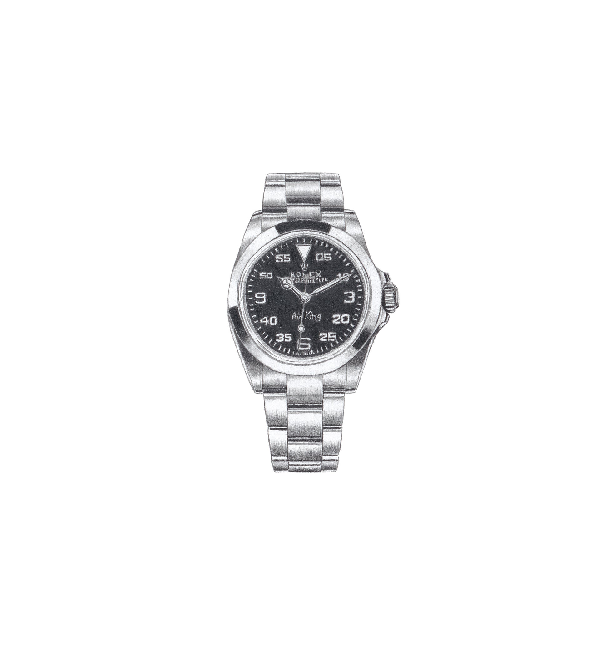 Graphite drawing artwork of luxury Rolex watches by Daniel McMahon