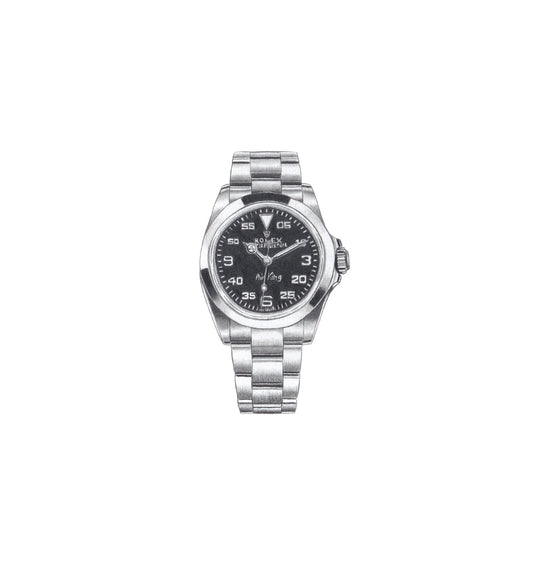 Graphite drawing artwork of luxury Rolex watches by Daniel McMahon