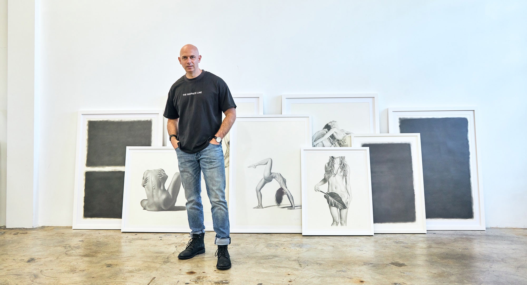 Graphite figurative and abstract drawing artwork by Daniel McMahon