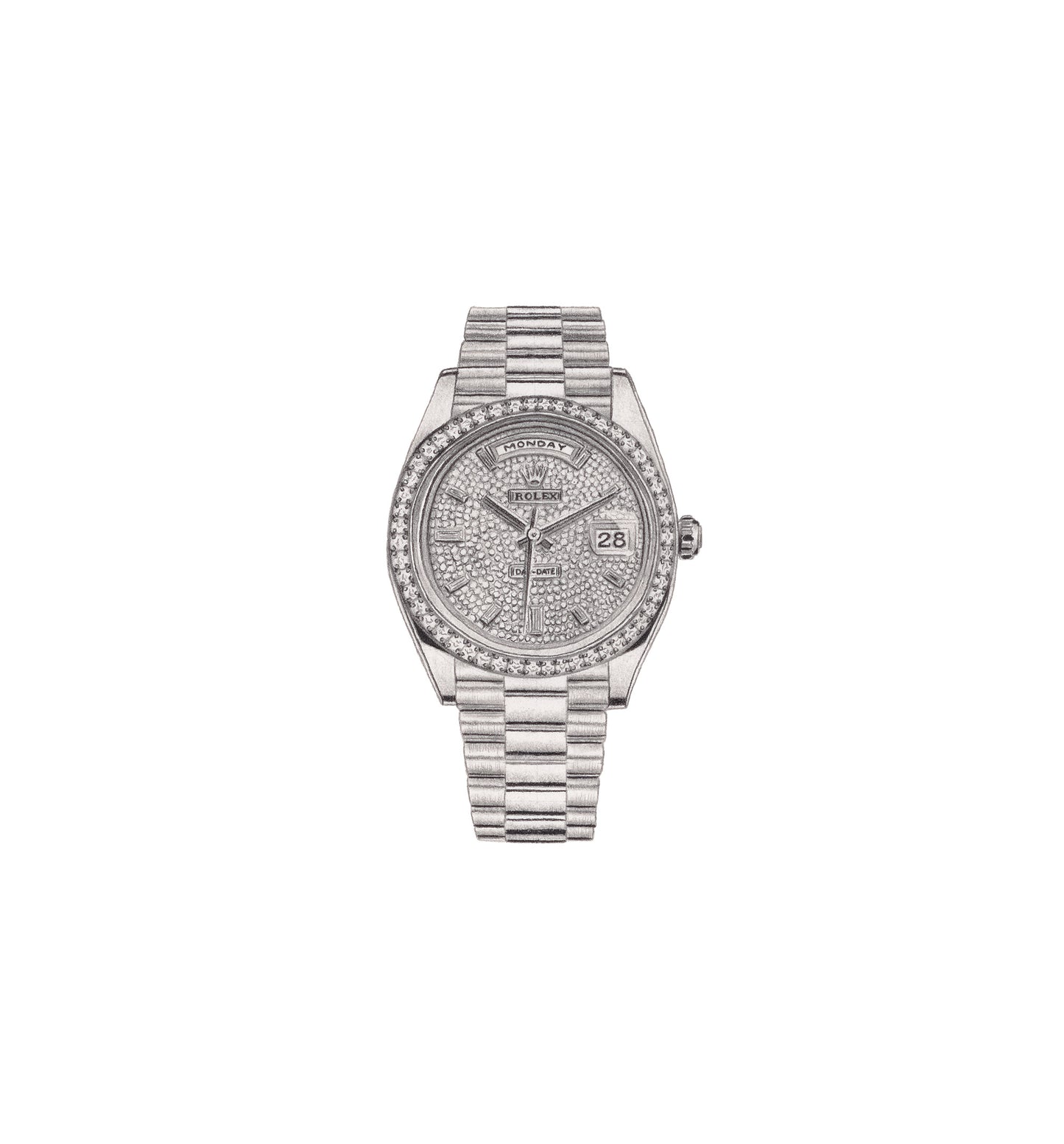 Graphite drawing artwork of luxury Rolex watches by Daniel McMahon