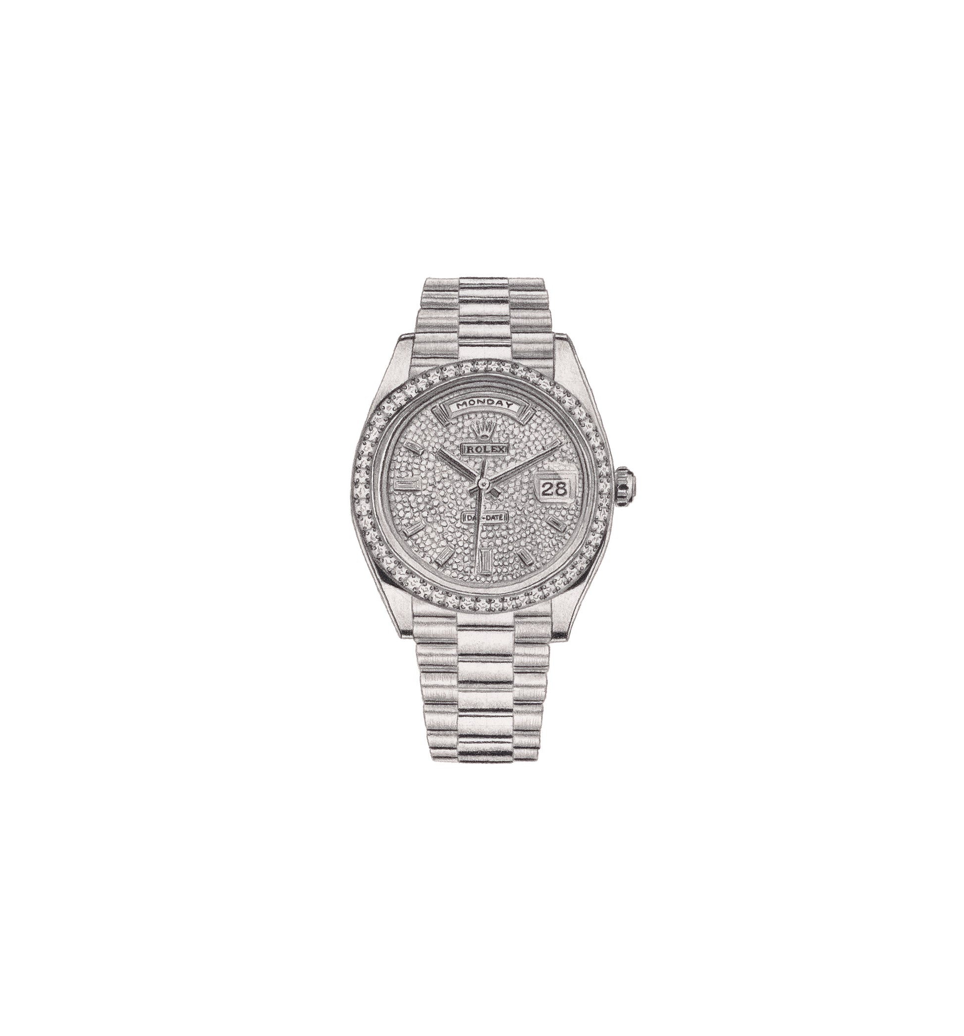 Graphite drawing artwork of luxury Rolex watches by Daniel McMahon