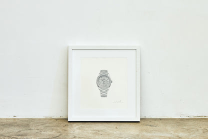 Graphite drawing artwork of luxury Rolex watches by Daniel McMahon