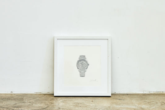 Graphite drawing artwork of luxury Rolex watches by Daniel McMahon