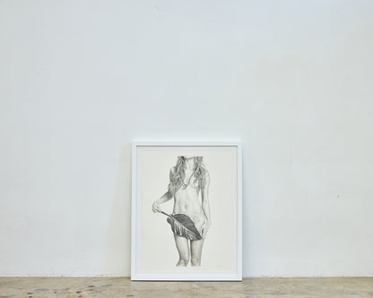 Graphite drawing artwork of a female figure by Daniel McMahon