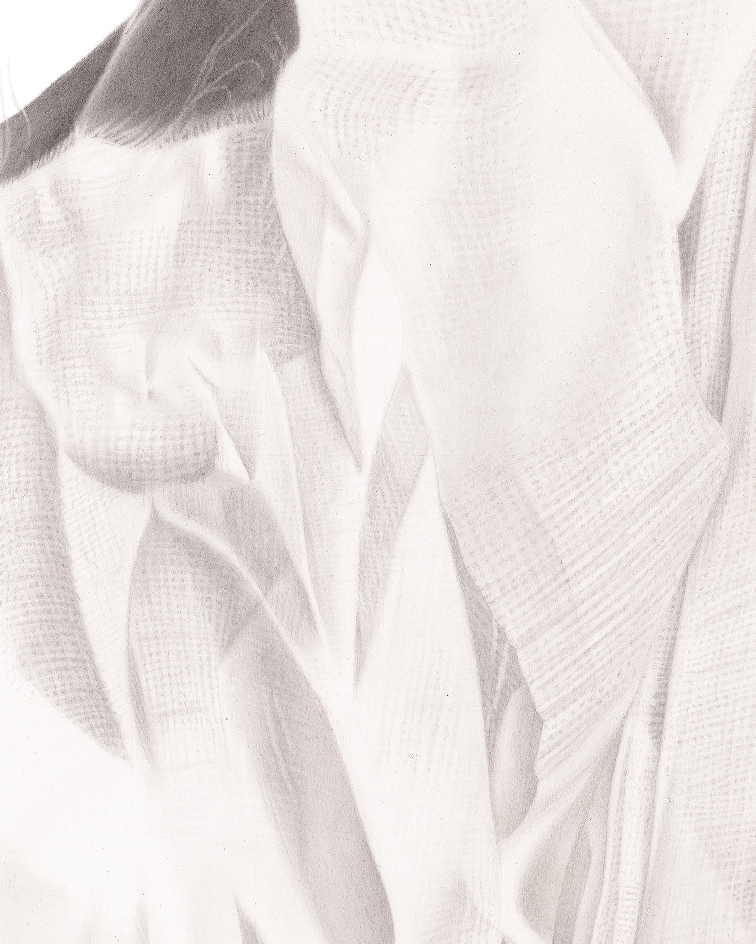 Graphite drawing artwork of a female figure by Daniel McMahon