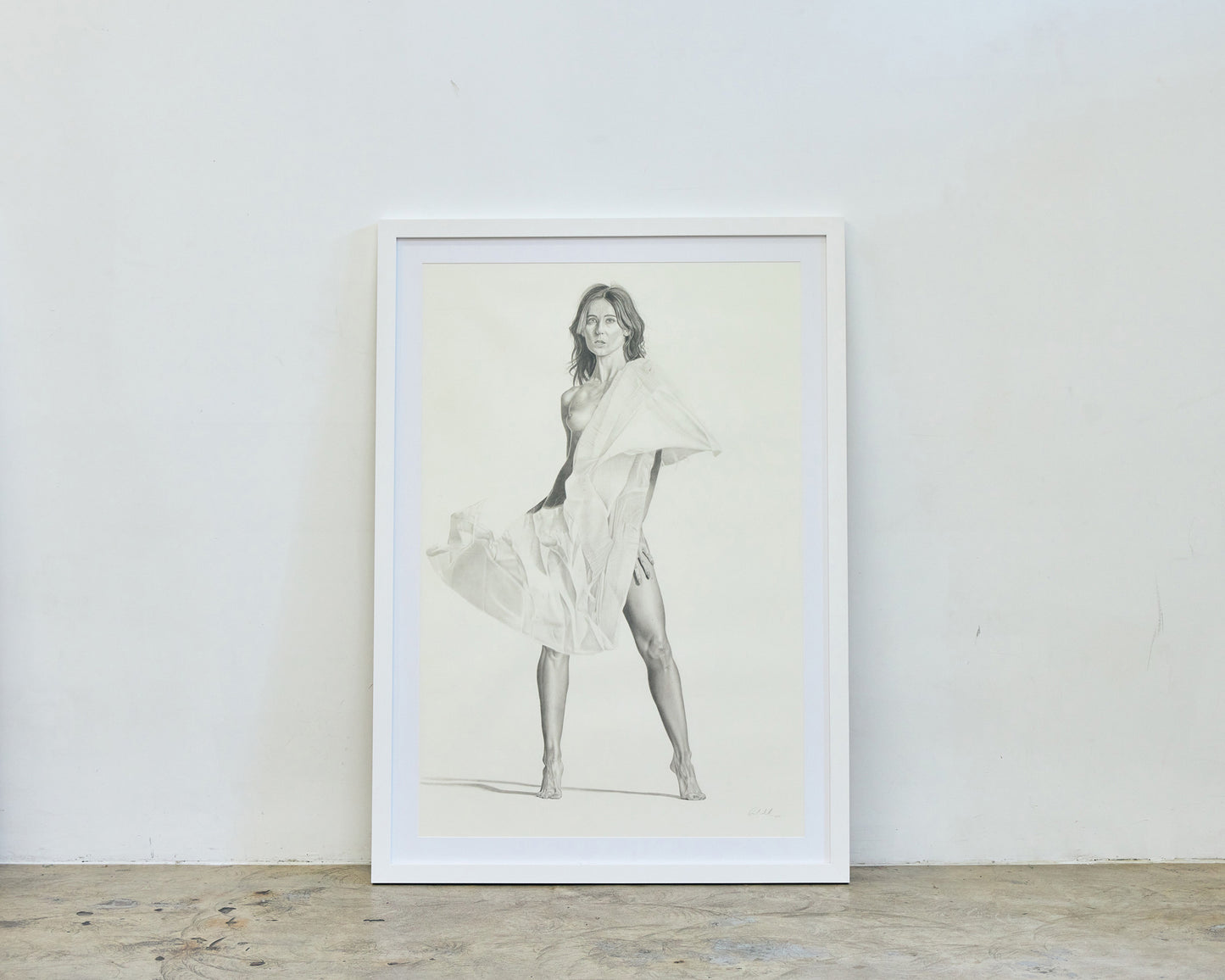 Graphite drawing artwork of a female figure by Daniel McMahon