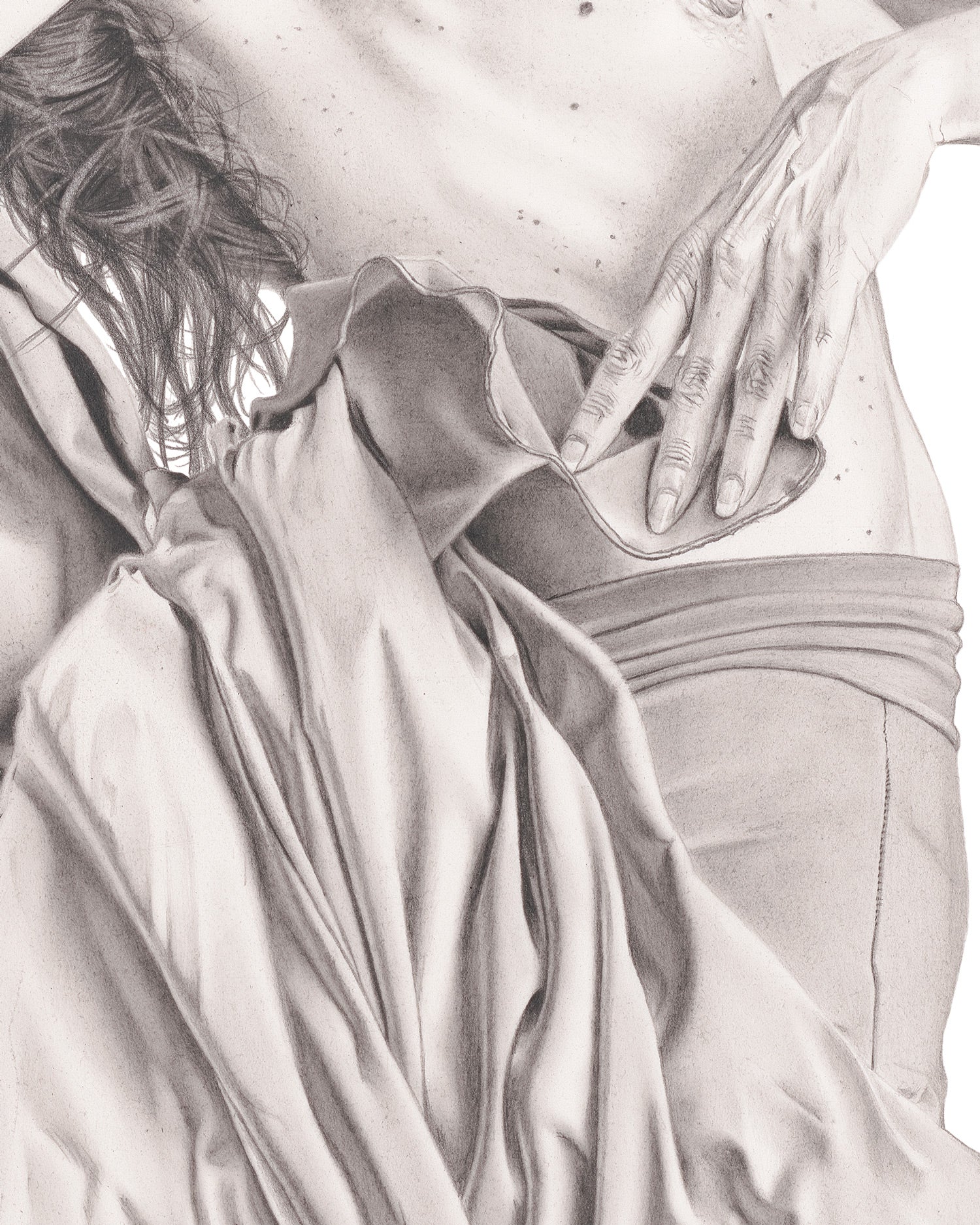 Graphite drawing artwork of a female figure by Daniel McMahon