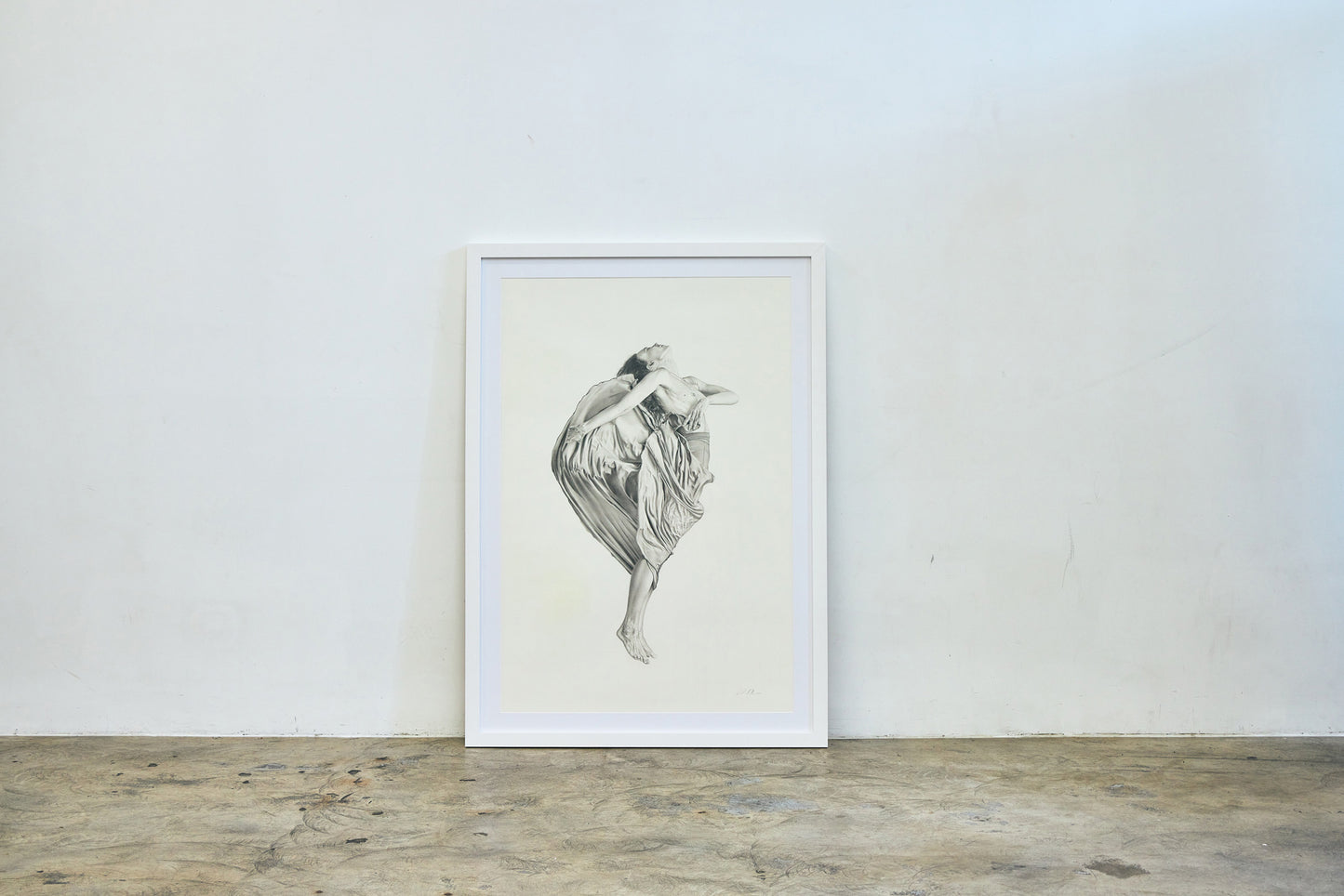 Graphite drawing artwork of a female figure by Daniel McMahon