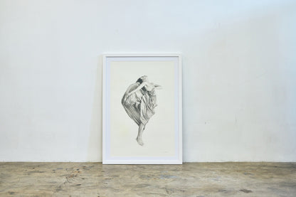 Graphite drawing artwork of a female figure by Daniel McMahon