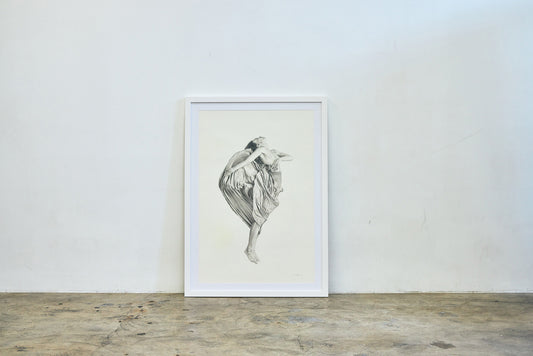 Graphite drawing artwork of a female figure by Daniel McMahon