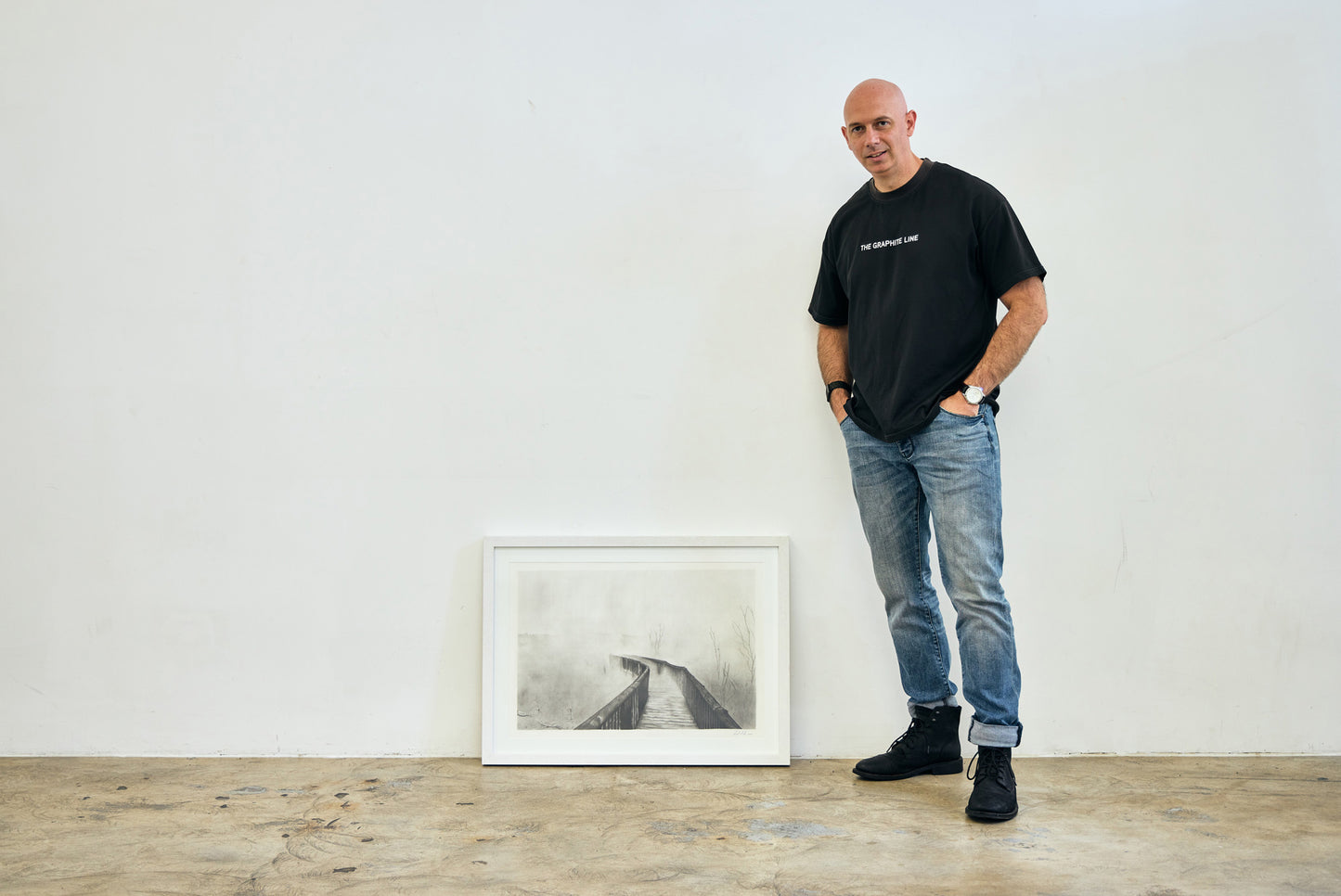 Graphite drawing artwork of New Zealand landscape by Daniel McMahon