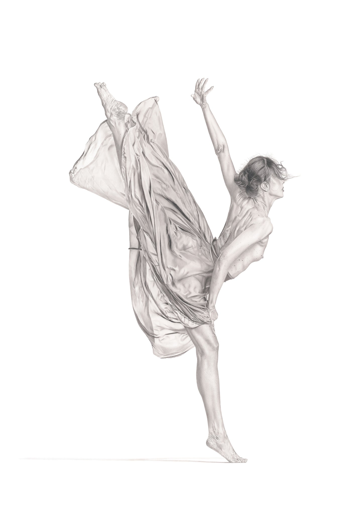 Graphite drawing artwork of a female figure by Daniel McMahon