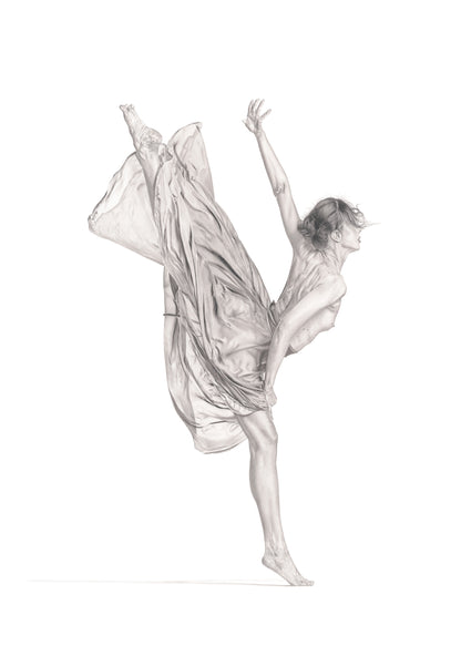 Graphite drawing artwork of a female figure by Daniel McMahon