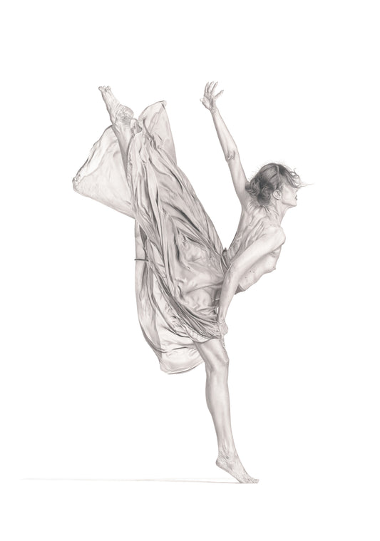 Graphite drawing artwork of a female figure by Daniel McMahon
