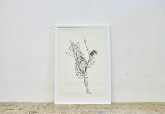 Graphite drawing artwork of a female figure by Daniel McMahon